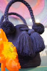 Midnight Pom Pom Bag