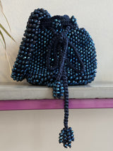 Metallic Blue Handmade Pacifico Beaded Bag
