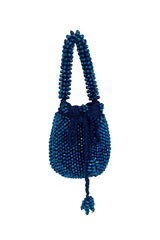 Metallic Blue Handmade Pacifico Beaded Bag