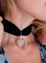 Grey Agate & Diamond Pendant