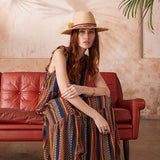 Raffia World Traveller - Ochre/Navy Wave