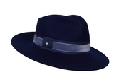 The Golborne Trilby - Navy with Pewter Velvet Band