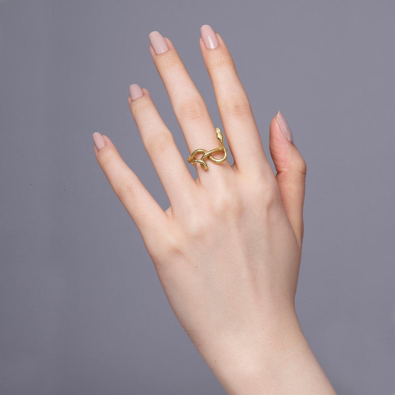 Gold Wadjet Twisted Snake Ring