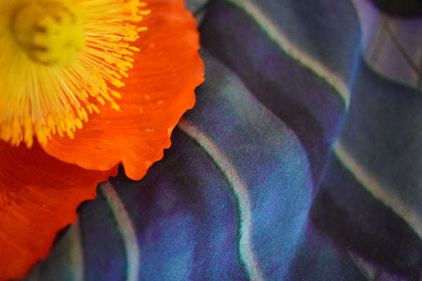 Blue Palm Silk Scarf