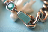IA Jewels Gold Plated Silver Chain Bracelet with Beryl, 2 Green Tourmalines and Diamonds