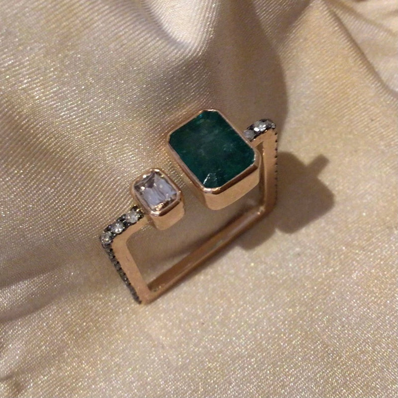 IA Jewels 9 Carat Emerald and Diamond Ring