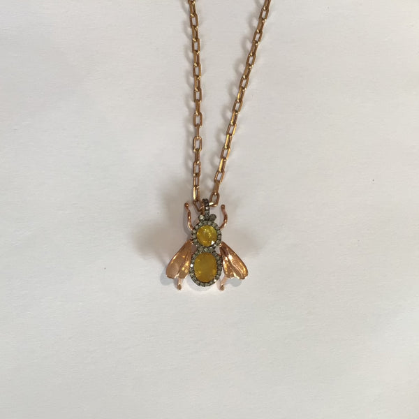 IA Jewels yellow Saaphire & Diamond Bee Necklace