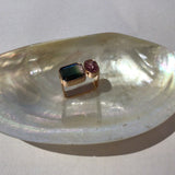 IA Jewels gold ring with bicolour and pink tourmalines