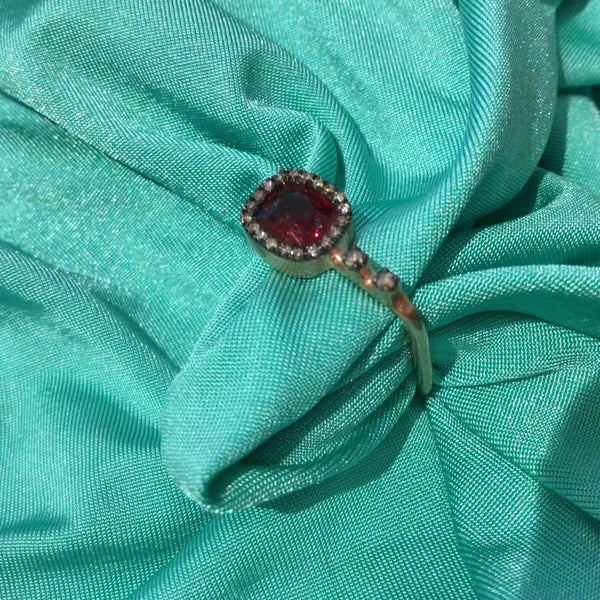 IA Jewels Gold Plated Ring with Spinel and Diamonds
