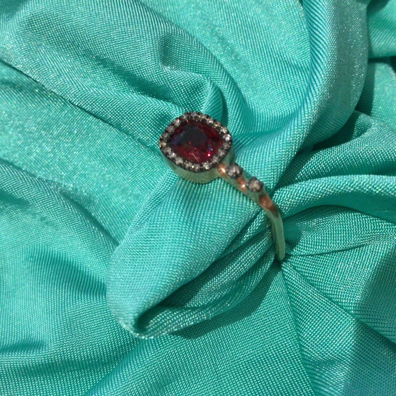 IA Jewels Gold Plated Ring with Spinel and Diamonds