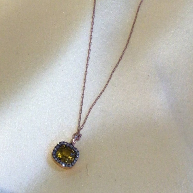 IA Jewels Gold Plated Necklace with Tourmaline and Diamonds