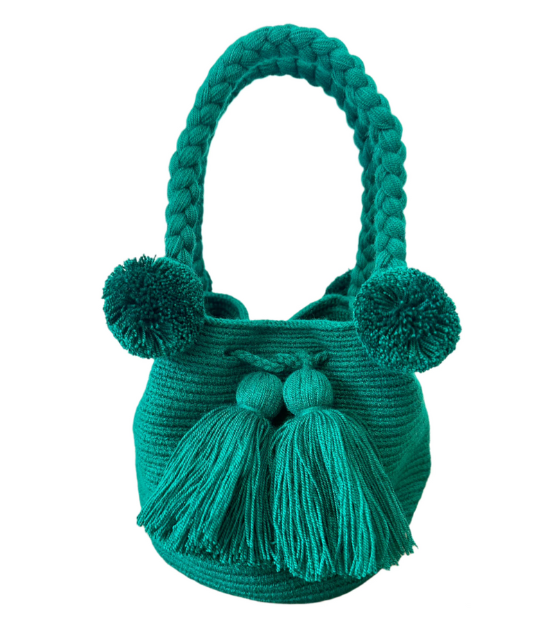 Emerald Pom Pom Bag