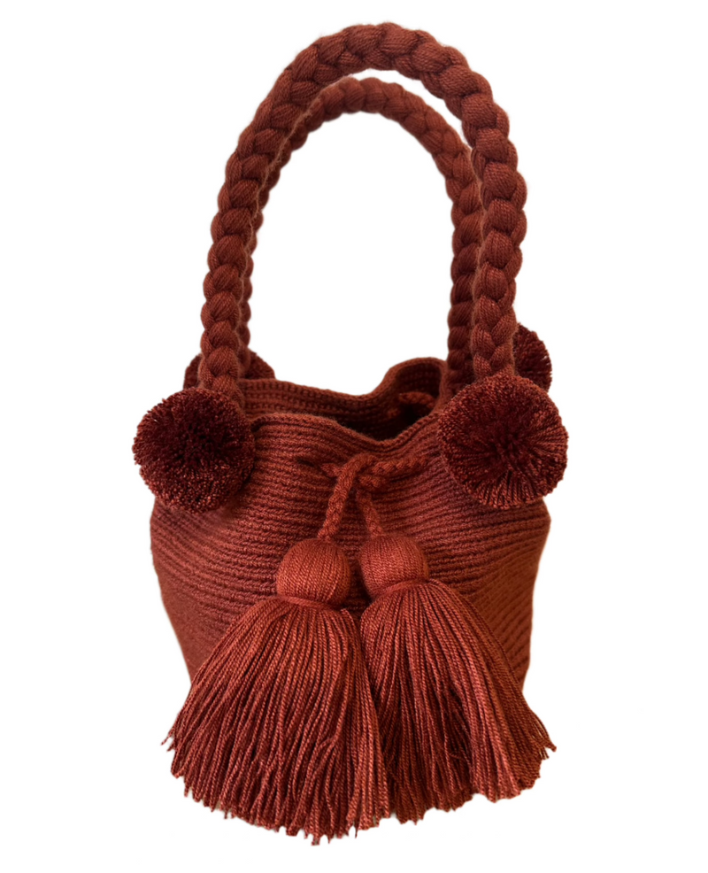 Terracotta Pom Pom Bag
