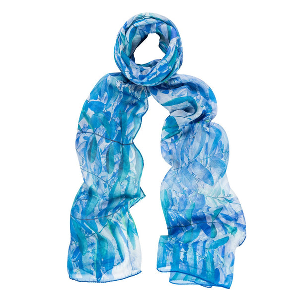 Blue Fern Silk Scarf