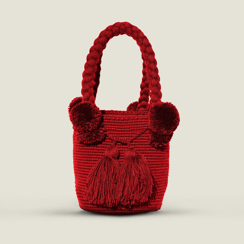 Berry Red Small Pom Pom Bag