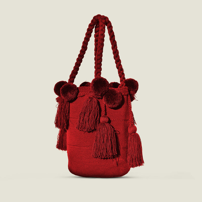 Berry Red Pom Pom Bag