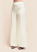 Eva Ivory Silk Palazzo Trousers