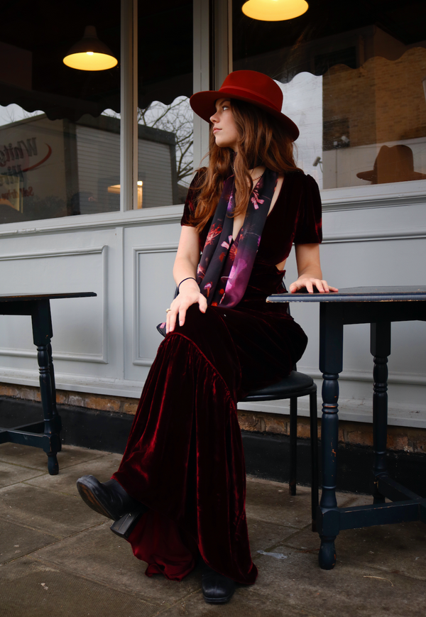 Burgundy Velvet Bea Dress