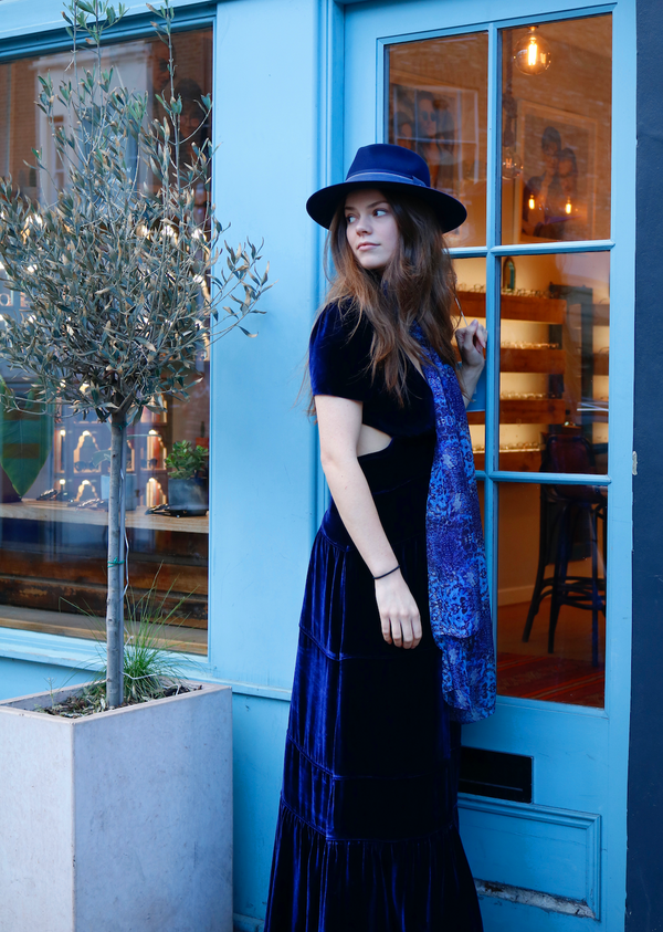 Midnight Blue Velvet Bea Dress