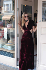 Burgundy Velvet Bea Dress