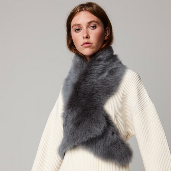 Shearling Shawl in Grey