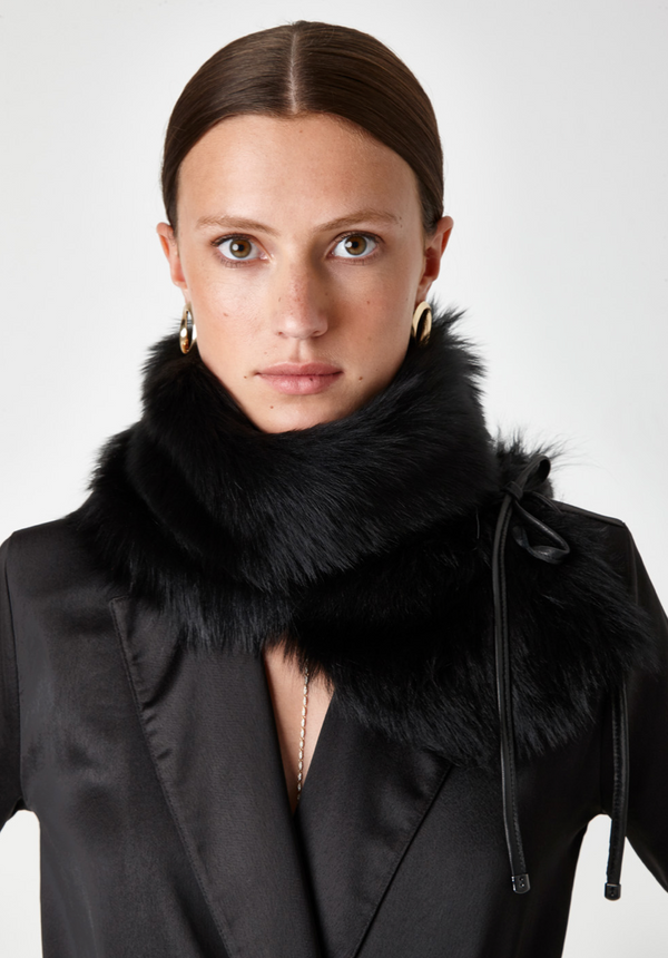 Shearling Shawl in Black