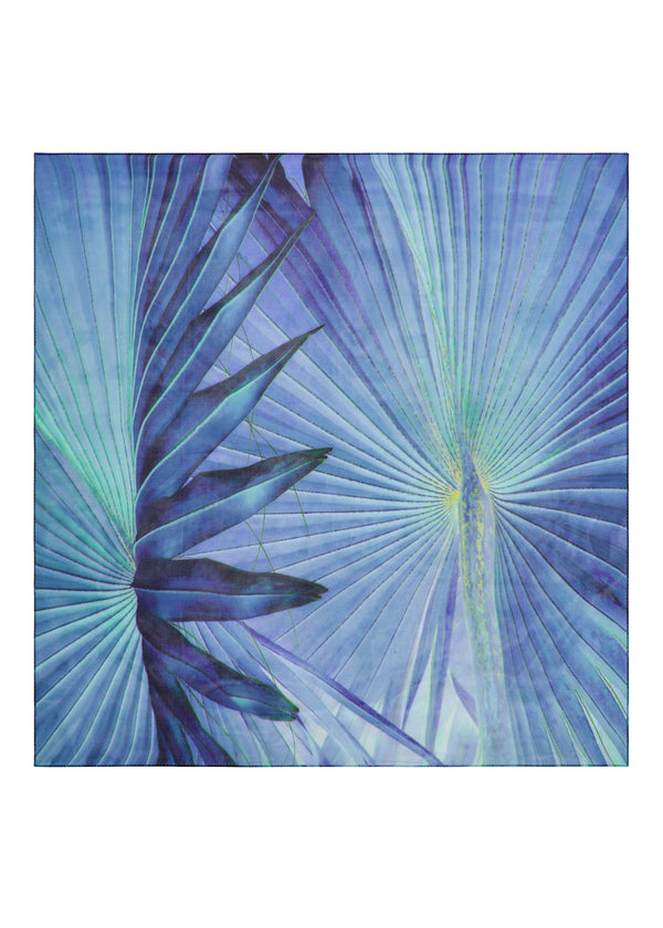 Blue Palm Silk Scarf